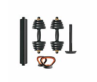 HOMCOM Barra de Pesas Curvada Barra de Rizo Set de Musculación con 8 Discos  de Pesos 2,5kg-15kg Intercambiables hasta 70 kg para Entrenamiento  Culturismo en Gimnasio Casa 140x38,5x38,5 cm Negro