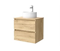 Mueble de baño Morai 100 cm Roble con tirador negro, Lavabo sobre encimera, Salgar
