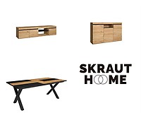 Skraut Home - Conjunto muebles salón Mesa 200 Bicolor patas U 10 comensales  Mueble TV 140 Aparador /