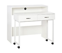 Mesa de escritorio extensible Bureau Blanco Mate y Gris Cemento  87,5x98,5x70 cm - Conforama