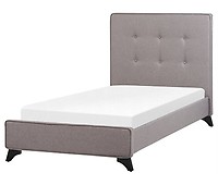 Cama individual tapizada 90*200 con somier y cabecero de láminas, fácil  montaje, terciopelo, beige