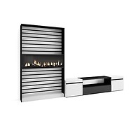 Skraut Home, Muebles de Salón para TV, Conjunto de Muebles Comedor, 320x186x35cm, Chimenea eléctrica, Estilo Moderno