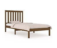 Estructura de cama individual de madera maciza negra 90x190 cm 3FT