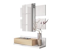 Muebles de pasillo con espejo y cajón HOMCOM 75x4x70 cm blanco_837-276V00WT