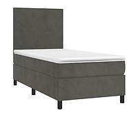 Cama box spring con colchón terciopelo gris oscuro 80x200 cm