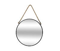 HOMCOM Espejo Decorativo de Pared 30x30 cm Espejo Redondo de Metal con  Cuerda para Salón Entrada Estilo Moderno Blanco