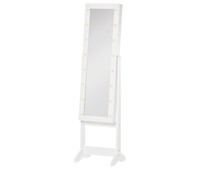 Espejo joyero de pared armario de joyería 37x9,5x112 cm blanco_833-102WT