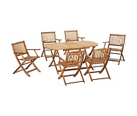 Outsunny Conjunto de Jardín de Madera Plegable 5 Piezas Set de 1 Mesa  120x70x72 cm y 4 Sillas 60x55x91 cm Muebles de Comedor para Terraza Balcón  Exterior Teca