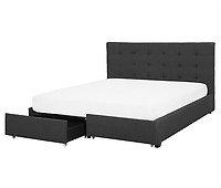 Cama LED de poliéster negro 180 x 200 cm FITOU 