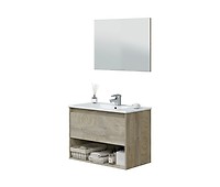 Mueble de baño con espejo madera clara/negro 100 cm TERUEL 