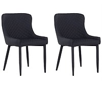 Conjunto de 2 sillas de comedor de terciopelo gris claro/negro VIVIAN 