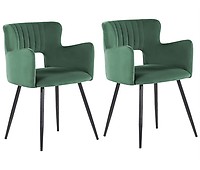 Conjunto de 2 sillas de comedor de terciopelo verde menta/negro JASMIN 