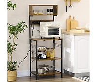 Mueble auxiliar para cocina con estante para microondas, con 2 cestas de  malla metálica, y ganchos