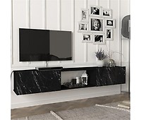 Mueble TV suspendido Lapinlahti Aglomerado 180x32x30 cm roble rústico /  antracita [en.casa]