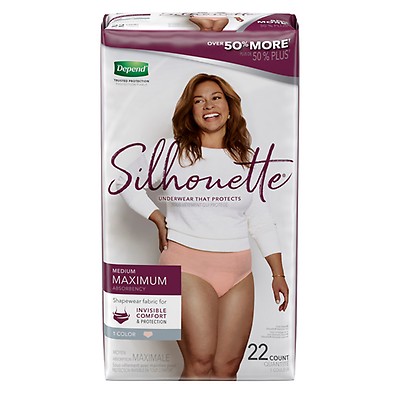 Depend Silhouette Adult Incontinence Underwear for Women, Maximum  Absorbency, Small, Pink, 60 Count (2 packs of 30)