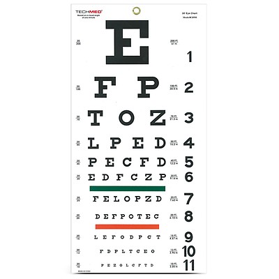 Tech-Med Illuminated Snellen Eye Test Chart, 20 ft