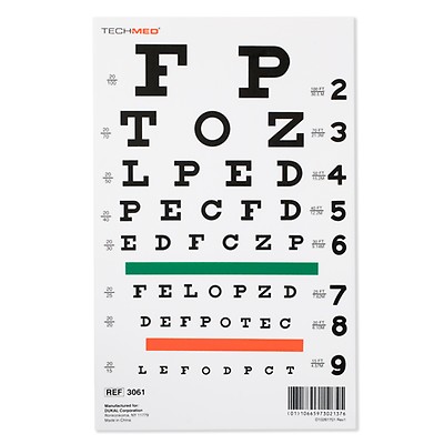 Dukal Illuminated Illiterate Tumbling-E Eye Test Chart, 20 ft 3064