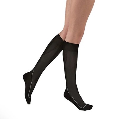 JOBST Sport Knee High 15-20 mmHg Compression Socks, Black/Cool Black, Small