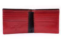 Men's Leather Wallet in Black and Red Boxcalf with 10 Card Slots by Fort Belvedere