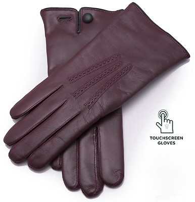 Burgundy Touchscreen Dress Gloves Lamb Nappa Leather by Fort Belvedere