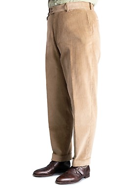 Dark Brown Corduroy Trousers - Stancliffe Flat-Front in 8-Wale Cotton -  Fort Belvedere