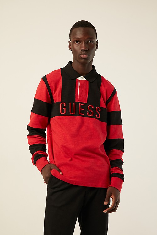 guess originals field stripe sweatshirt