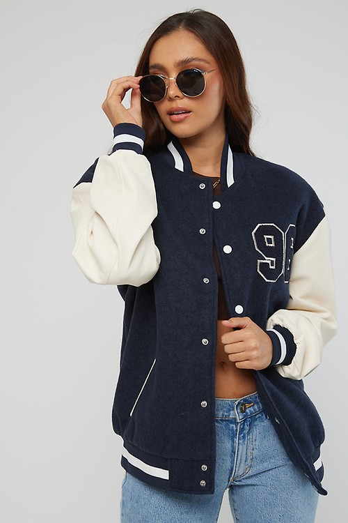 Champion Collegiate Heritage Letterman Jacket In Navy MYER Champion Jacket Mens Navy seeds
