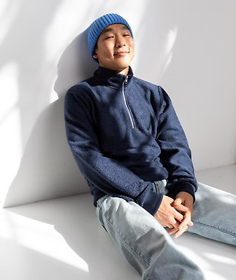 REVOLUTION Loose Half Zip Polo Sweater Lila 80186