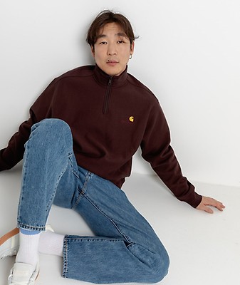 REVOLUTION Loose Half Zip Polo Sweater Lila 80186