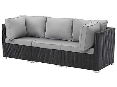 Salon Jardin Meridienne 3 Pcs Ibiza Atlanta Noir 86684 86687