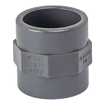 Adaptateur PVC Femelle 1"1/4 BSP – À Visser Et à Coller – Lot De 6 – Résistant 16 Bars, Produits Chimiques, 60°C