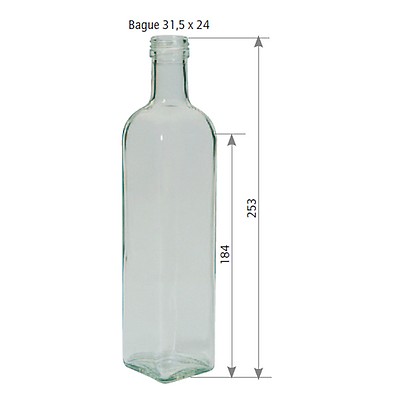 Bouteille en verre 1L TO48 - bouteille fraicheur