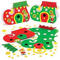 Baker Ross Weihnachts-Glasbild-Karten-Set | 6 Verschiedene Motive Inkl. Zellophan & Umschläge | Bastelset Für Kinder Ab 5 Jahren