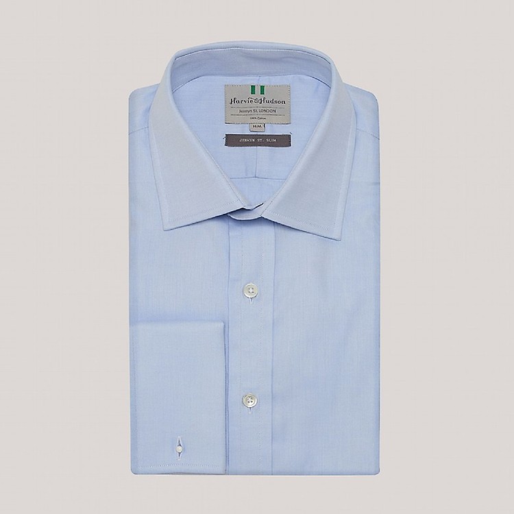 Men's Cream Poplin Double Cuff Shirt | Men's Luxury Dress Shirts | Harvie &  Hudson