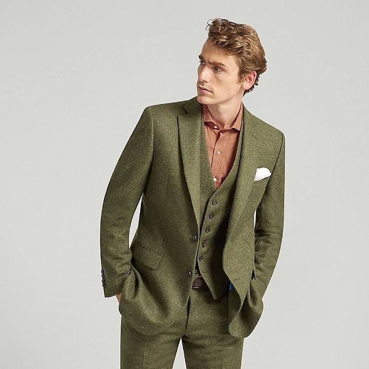 Olive green tweed clearance suit