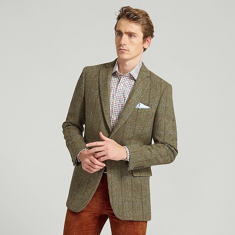 Men's Sage Green Tweed Check Jacket