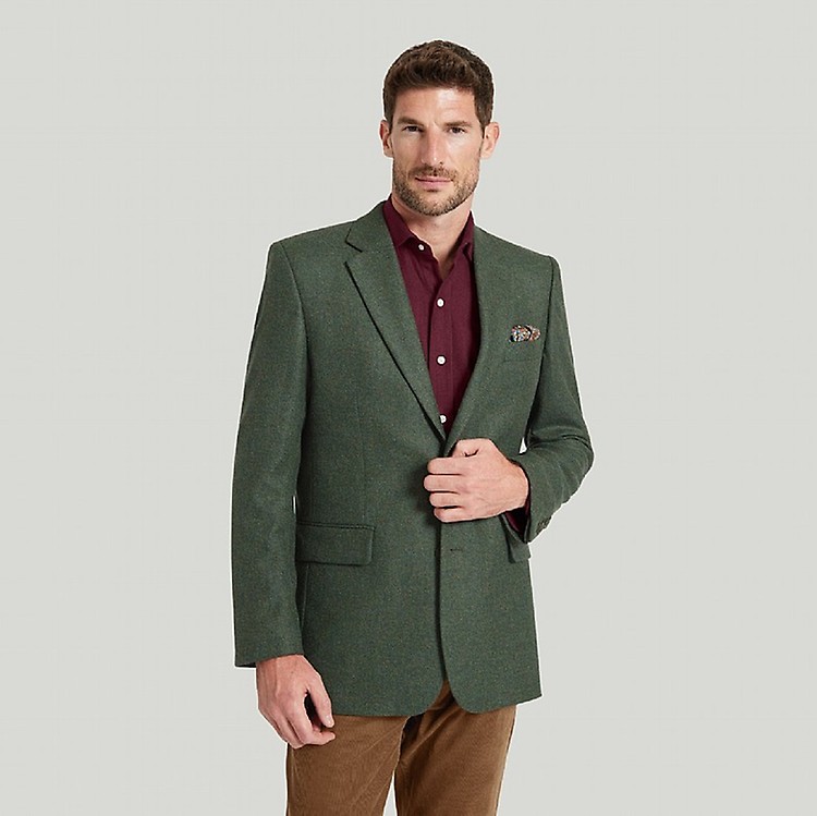 Men's Olive Green Check Wool Jacket