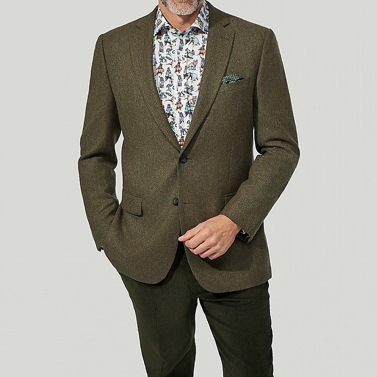 Men's Sage Green Tweed Check Jacket