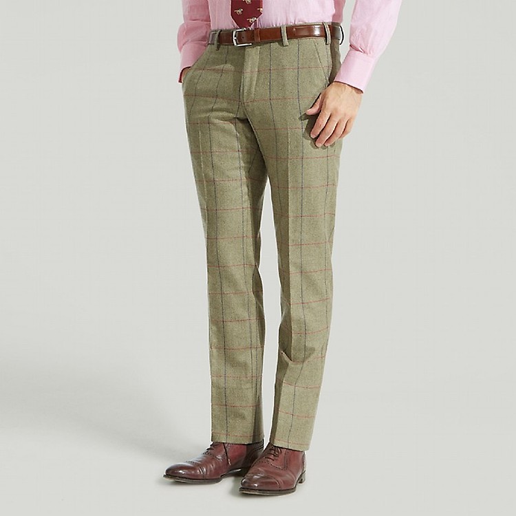 Mens green hot sale check trousers