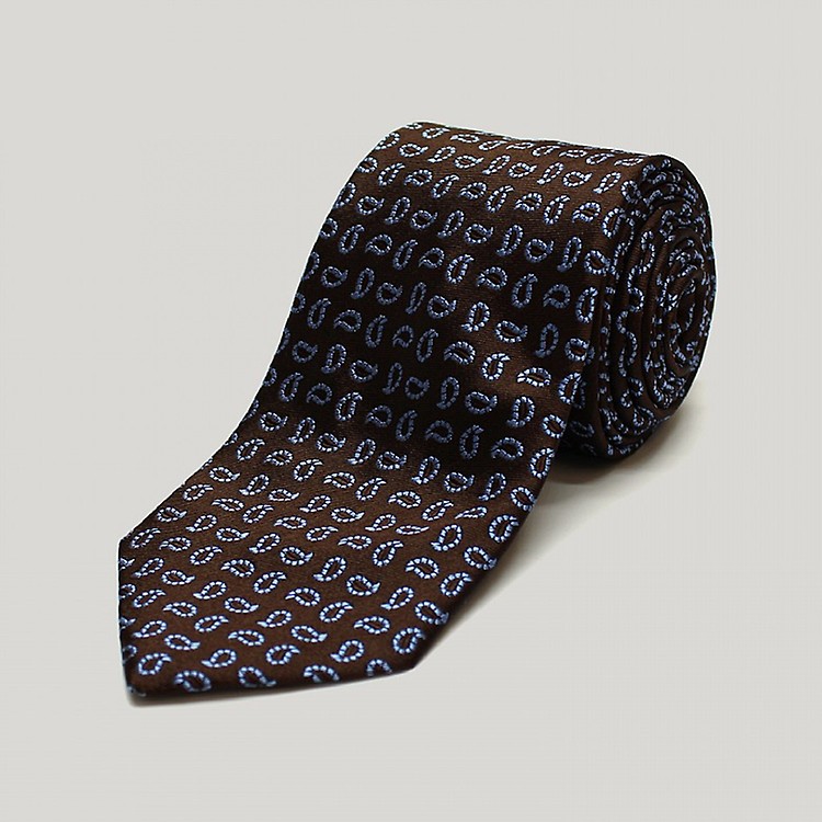 Men's Navy Mosaic Woven Silk Tie