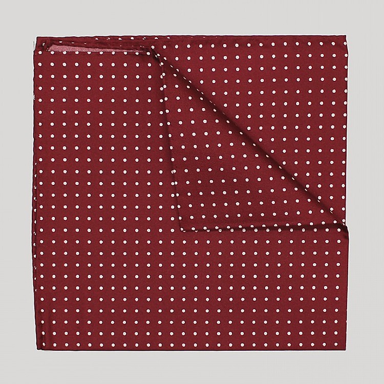 Wine Red Cotton Hanky with Gingham Check