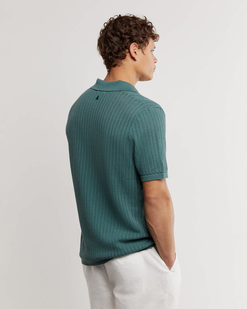 Billy Textured Knit Polo in Twilight | JAG