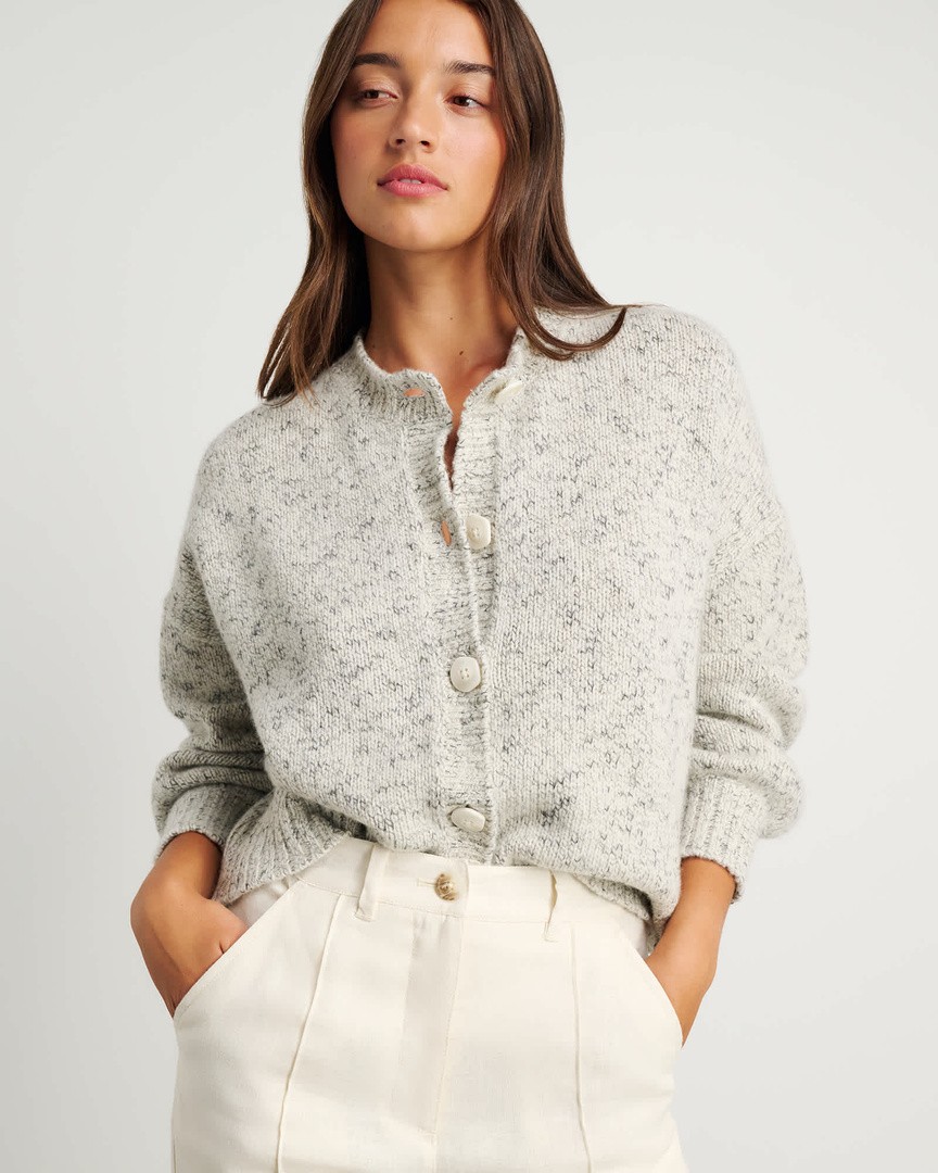 Lily Fluffy Knit Cardigan in Sunshine | JAG