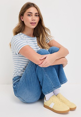 Womens Pink & White Stripe Retro Trainers