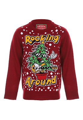 Older Boys Navy Rudolph Snowball Christmas Jumper Peacocks