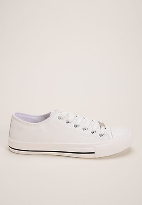 Womens Plain White Canvas Trainers Peacocks