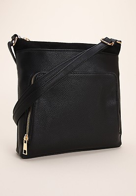 Womens Black Tessa Cross Body Bag with Zip Peacocks