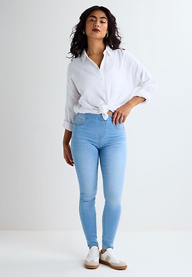 Womens Kate Pink Crop Jeggings Peacocks