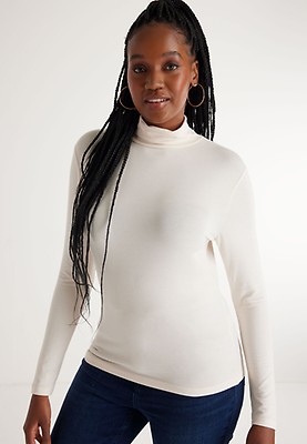 Womens Cream Ribbed Turtle Neck Top Peacocks