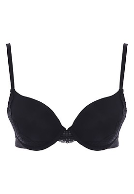 Women's Push Up Front Closure Bra - Lace Racerback, Thick Padded, Adds 2 Cup Sizes, Underwire Plunge Tshirt Bra In Black (Size 40A)